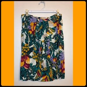 Vintage Tropical Print Knee Length Skirt Size 12